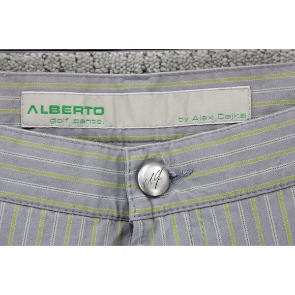 Alberto Golf Pants By Alex Cejka Mens Size 48 Gray Striped Stretch Fit NWT - Picture 4 of 9